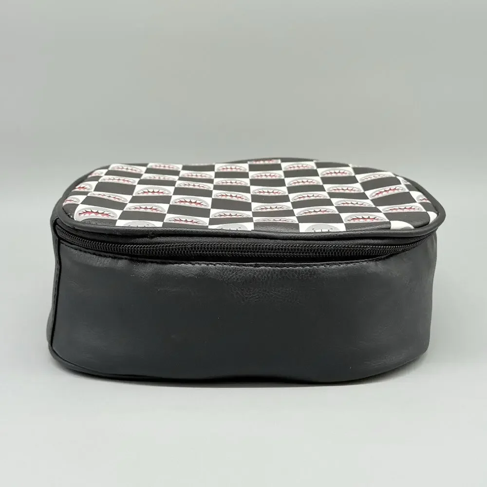 Captain Owens OMG Black Checkerboard Shark Head Insulated Zip Lunch Box